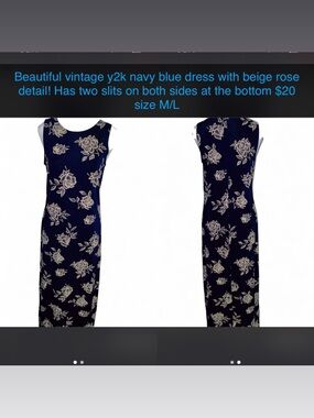 Navy Floral Rose Print Sleeveless Maxi Dress